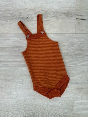 Seahorse Orange Knit Overalls